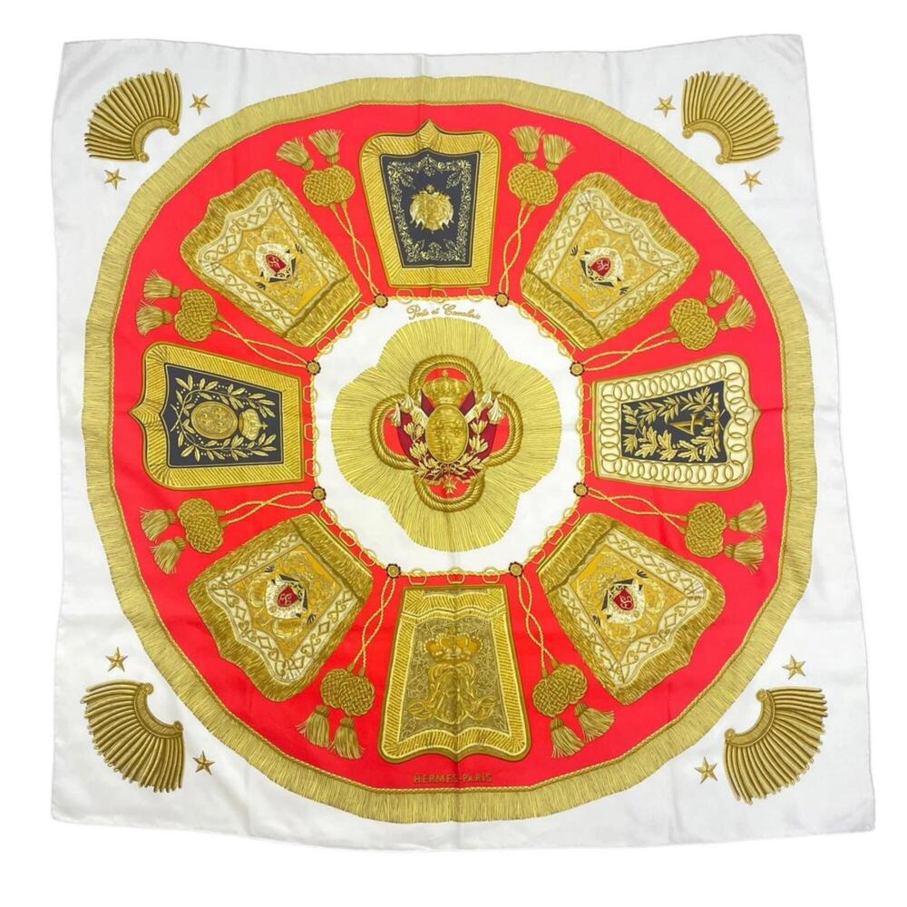 HERMES Poste et Cavalerie Saber-shaped decorative pouch, silk scarf/muffler, ...
